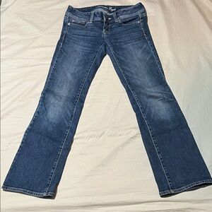 American Eagle Outfitters Dark Blue Flare Jeans 00 Short